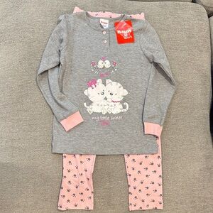 Kom Kids Gray and Pink Cat Pajama Set